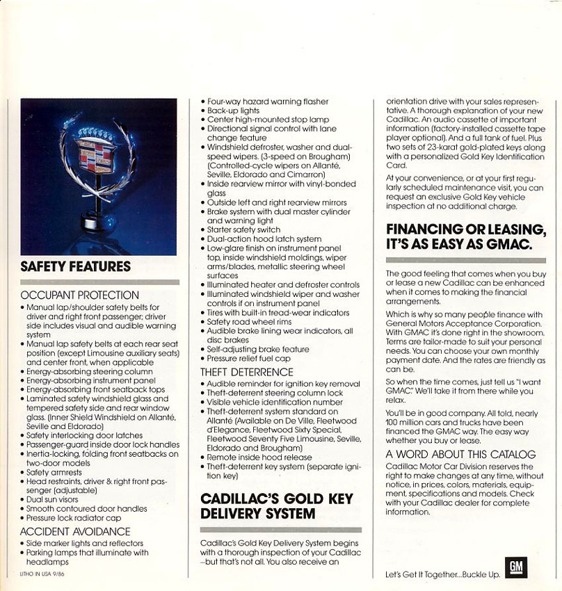 1987 Cadillac Brochure Page 1
